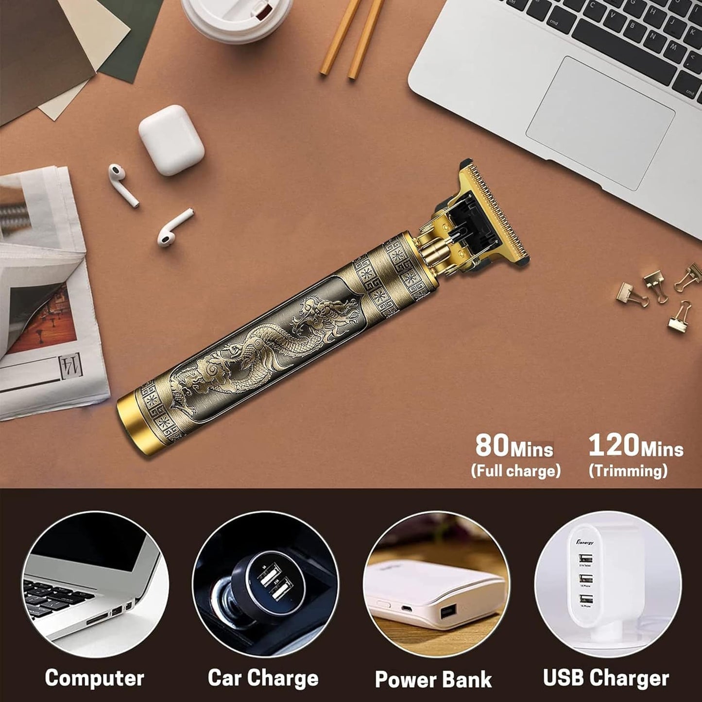 vintage t9 trimmer - All-in-one Trimmer for Men Self Sharpening Stainless Steel Blades, No Oil Needed, 60 Mins Run Time