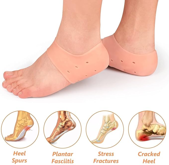 Combo of Callus Stone Pedicure Tool Foot Scrubber to Remove Dead Skin and Silicone Heel Pad for Cracked Heels Pain Relief and Ankle Support. (Pumice Stone & Heel Pad) (Multicolor)